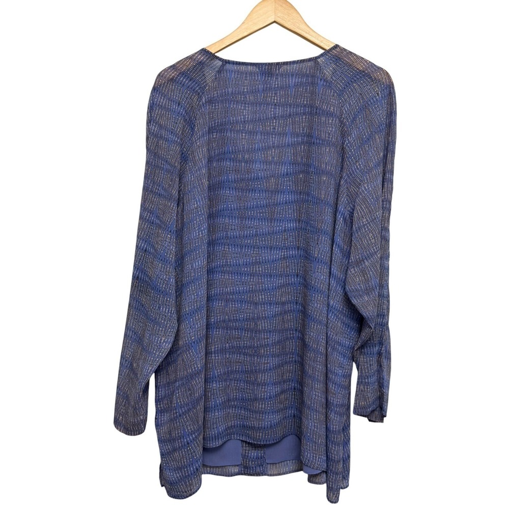 Nic+Zoe NWT Blouse 2X V Neck Long Sleeve Tunic Top‎ Purple Blue Office Career - Picture 6 of 7